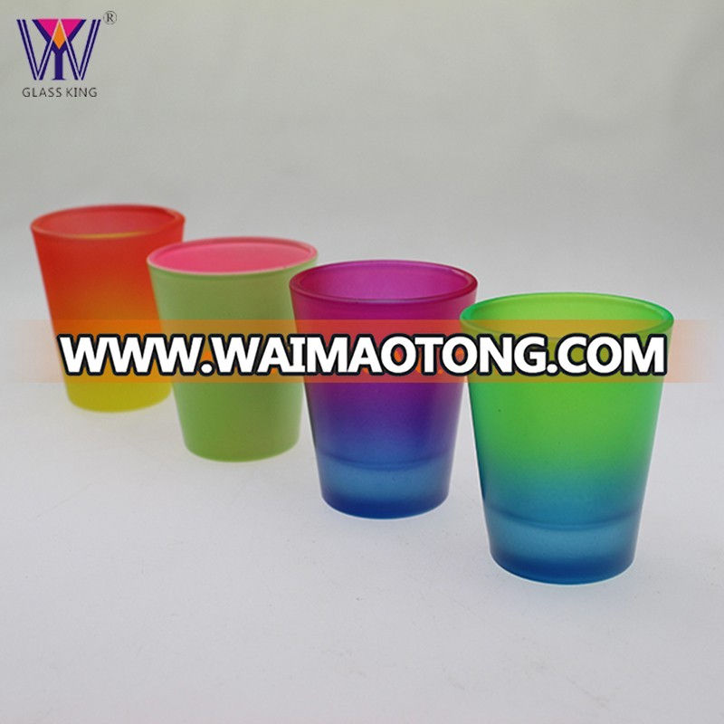 Wholesale personalized sublimation souvenir frosted vodka spray colored bottom colored custom shot glasses wine glasses